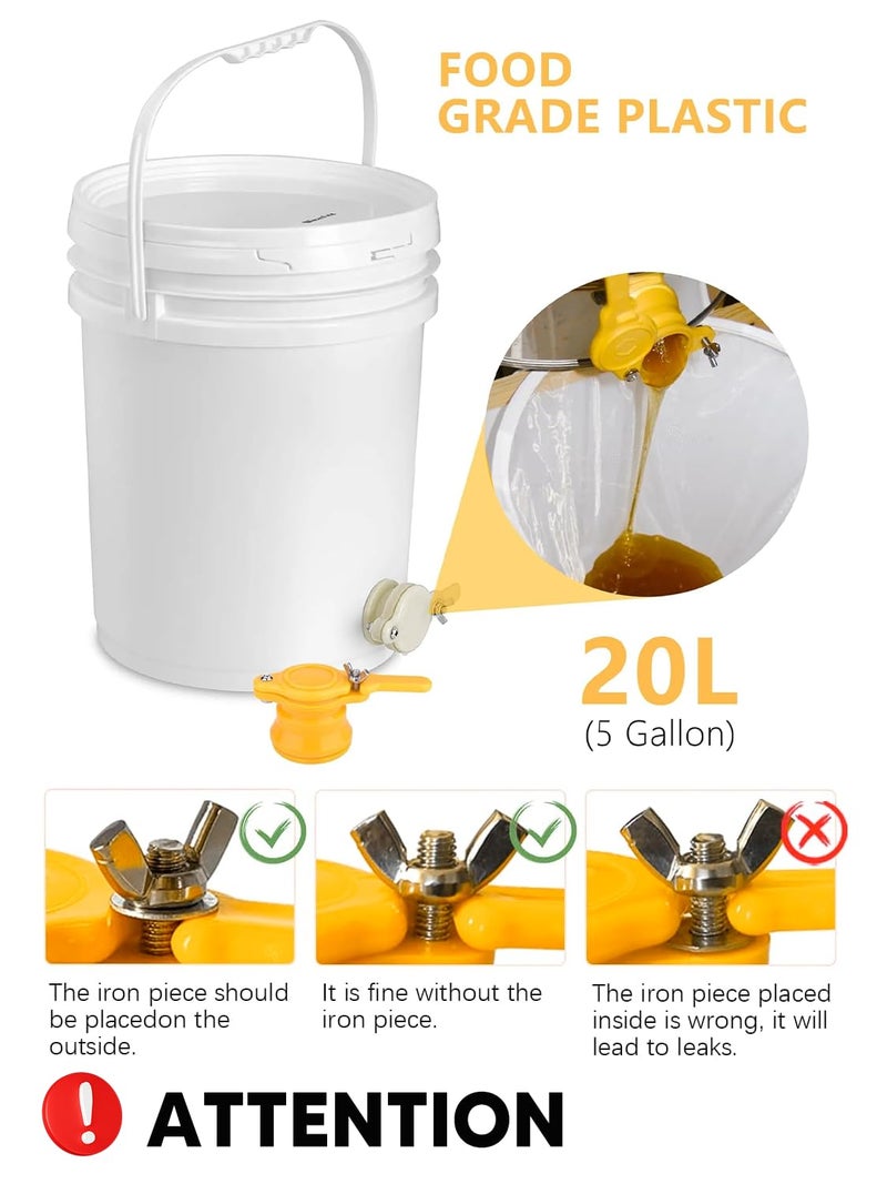 Duseu 10 PCS Honey Harvesting Beekeeping Tool Kit, 5 Gallon Bucket with Gate, 50 Pairs Gloves, 58-90% Brix Scale Range Honey Moisture Tester, Honey Pail Kit Gate Strainer Uncapping Knife Scraper - Image 2